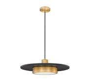 Ludo 1 Light 20" Pendant in Matte Black + Modern Gold