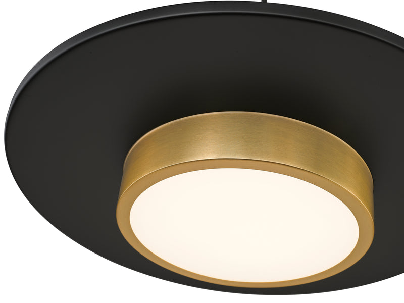 Ludo 1 Light 20" Pendant in Matte Black + Modern Gold