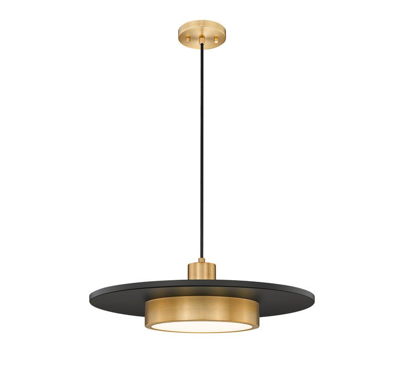 Ludo 1 Light 20" Pendant in Matte Black + Modern Gold