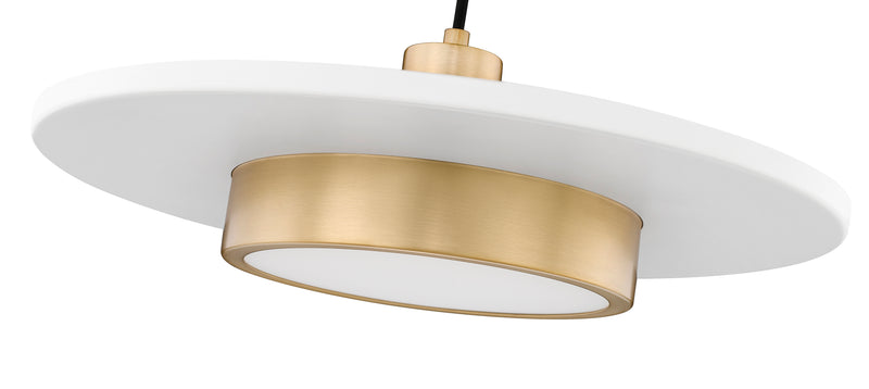 Ludo 1 Light 20" Pendant in Matte White + Modern Gold