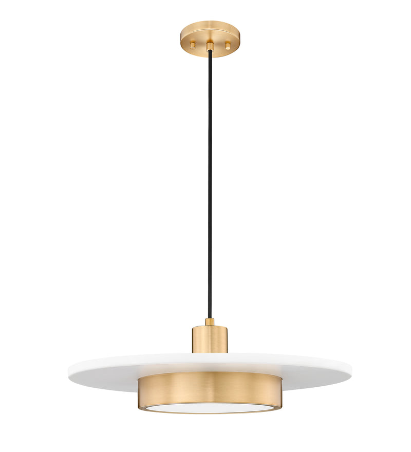 Ludo 1 Light 20" Pendant in Matte White + Modern Gold
