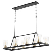 Paxton 8 Light Linear Chandelier in Textured Black / Aged Brass