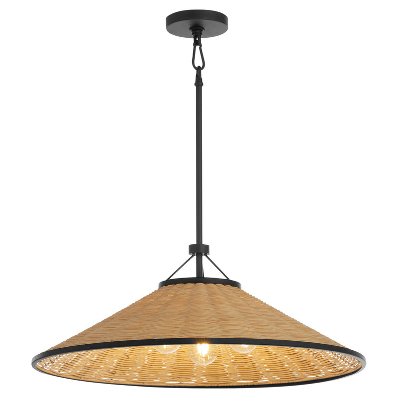 Cona 24" 3 Light Pendant in Matte Black