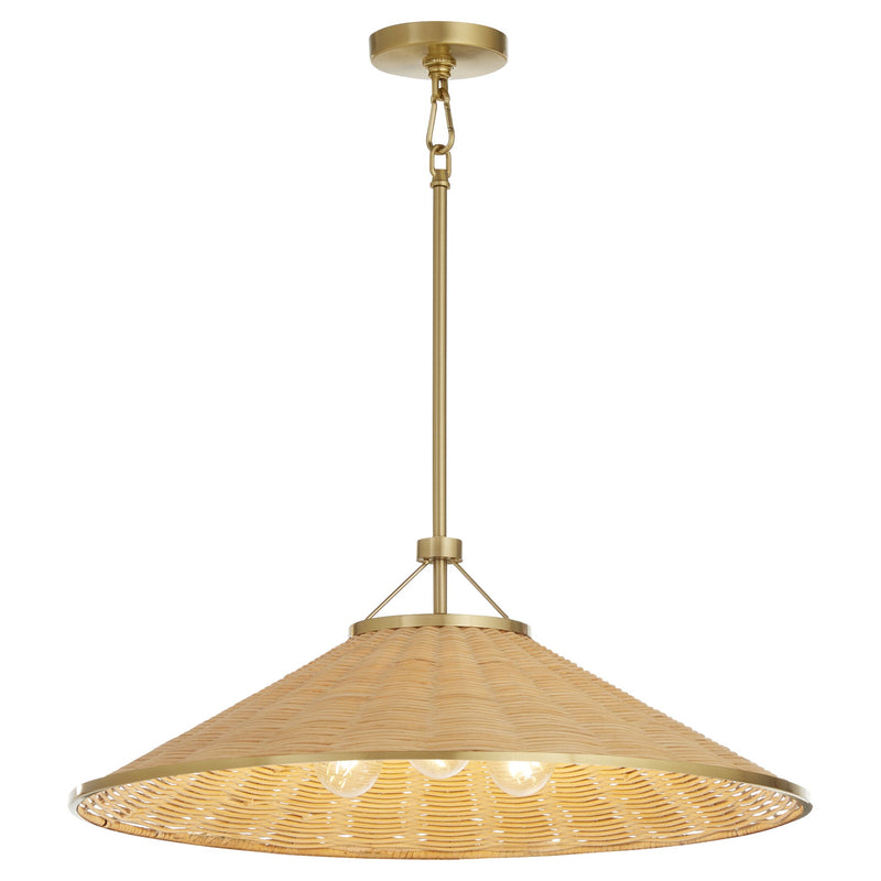 Cona 24" 3 Light Pendant in Aged Brass
