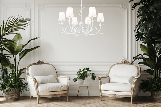 Aslin 6 Light 31" Chandelier in Textured White in a room setting