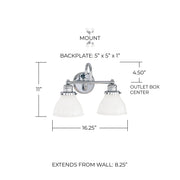 Baxter 2-Light Bath Vanity Light in Chrome