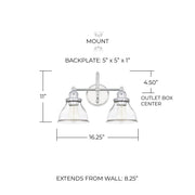 Baxter 2-Light Bath Vanity Light in Chrome