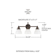 Baxter 3-Light Bath Vanity Light in Burnished Bronze