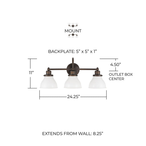 Baxter 3-Light Bath Vanity Light in Burnished Bronze