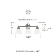 Baxter 3-Light Bath Vanity Light in Polished Nickel