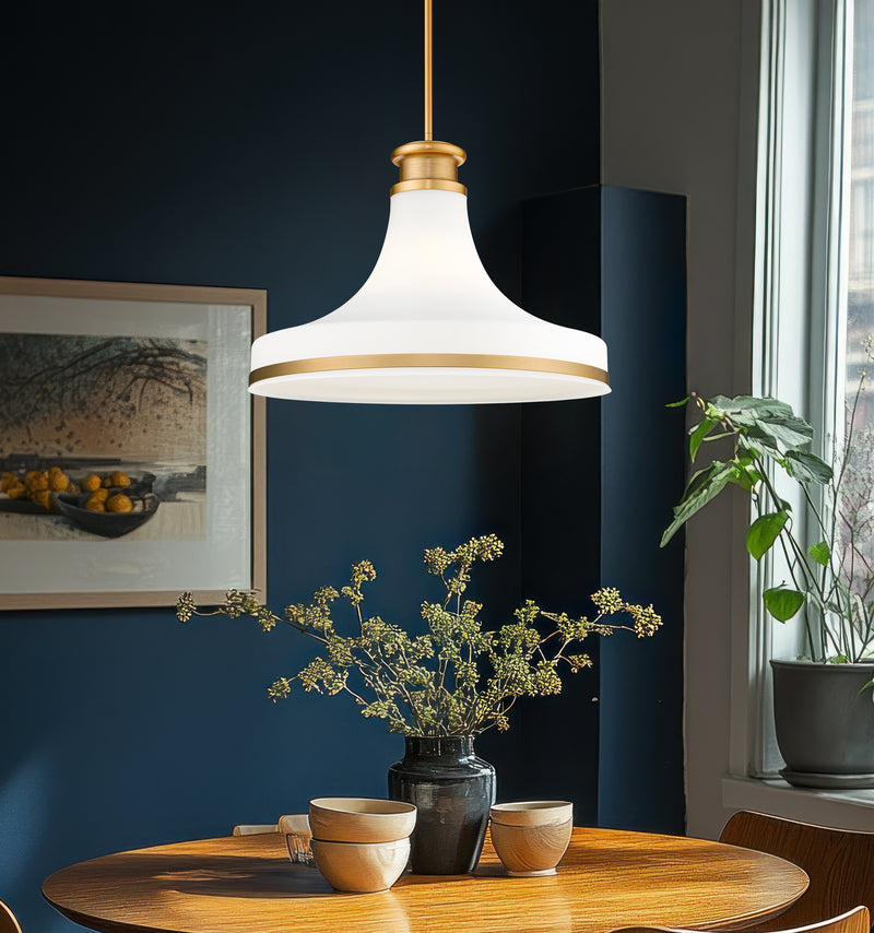 Reznor 1 Light 18" Pendant in Modern Gold in a room setting