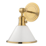 Garden City Opal Glass Wall Sconce in Aged Brass