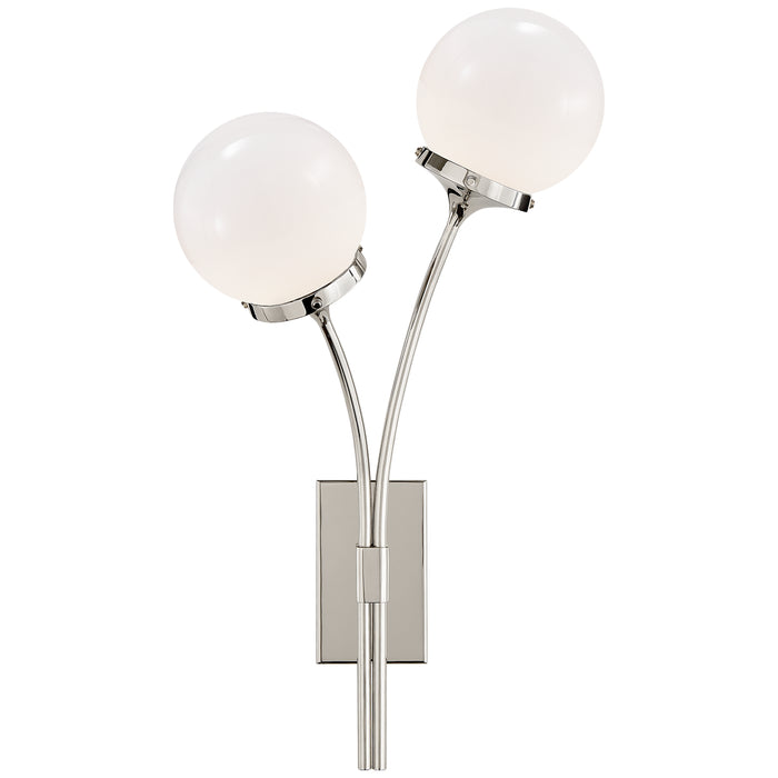 Prescott Two Light Wall Sconce in Polished Nickel