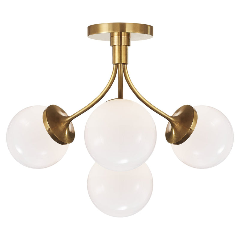 Prescott Medium 4-Light Semi-Flush Mount in Soft Brass