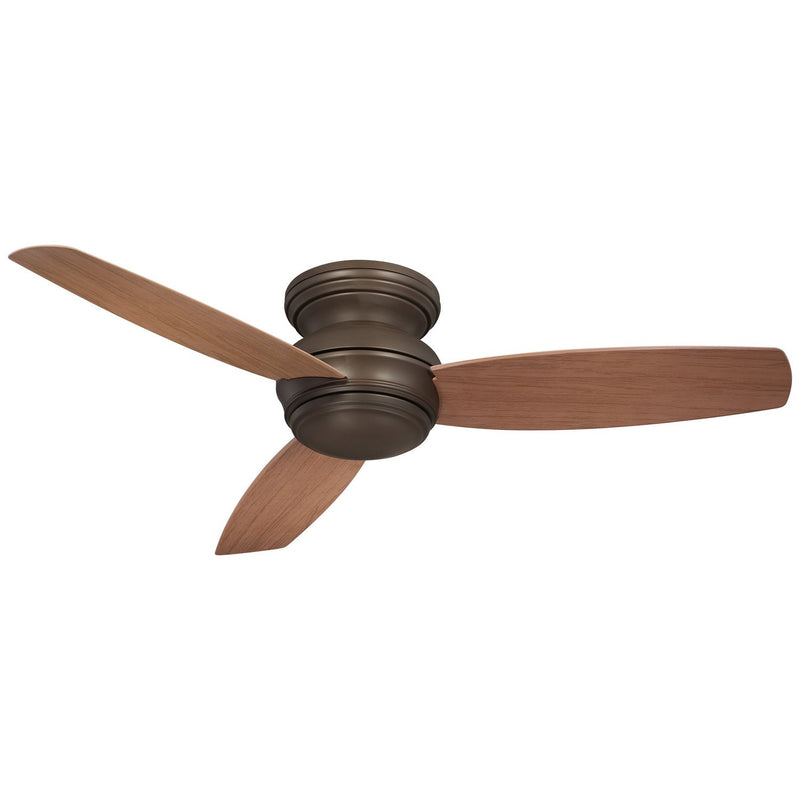 Traditional Concept 52" Outdoor LED Hugger Ceiling Fan in Oil Rubbed Bronze / Medium Maple