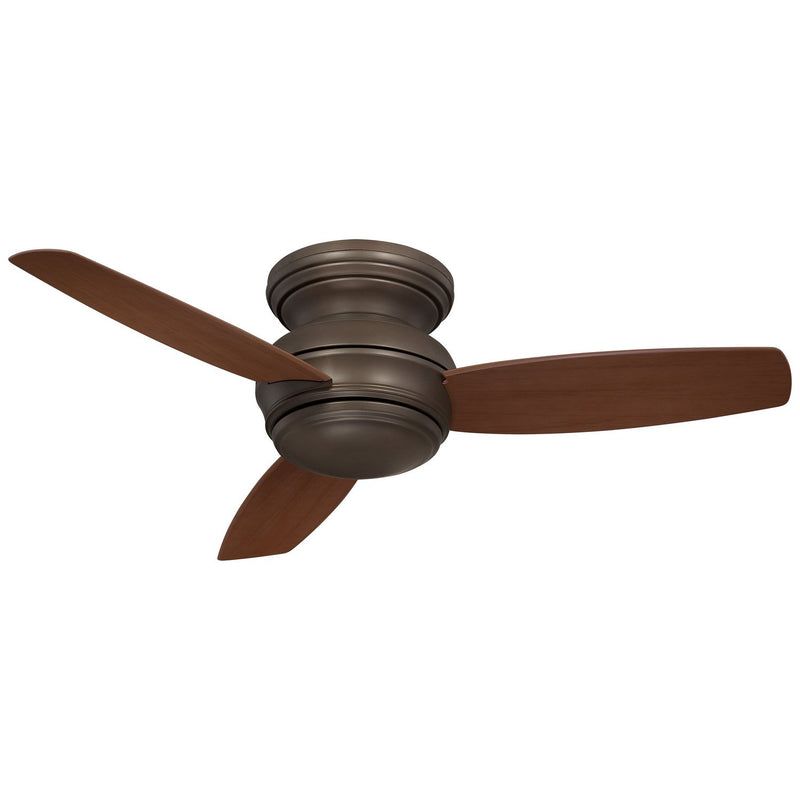 Traditional Concept 44" Outdoor LED Hugger Ceiling Fan in Oil Rubbed Bronze / Medium Maple