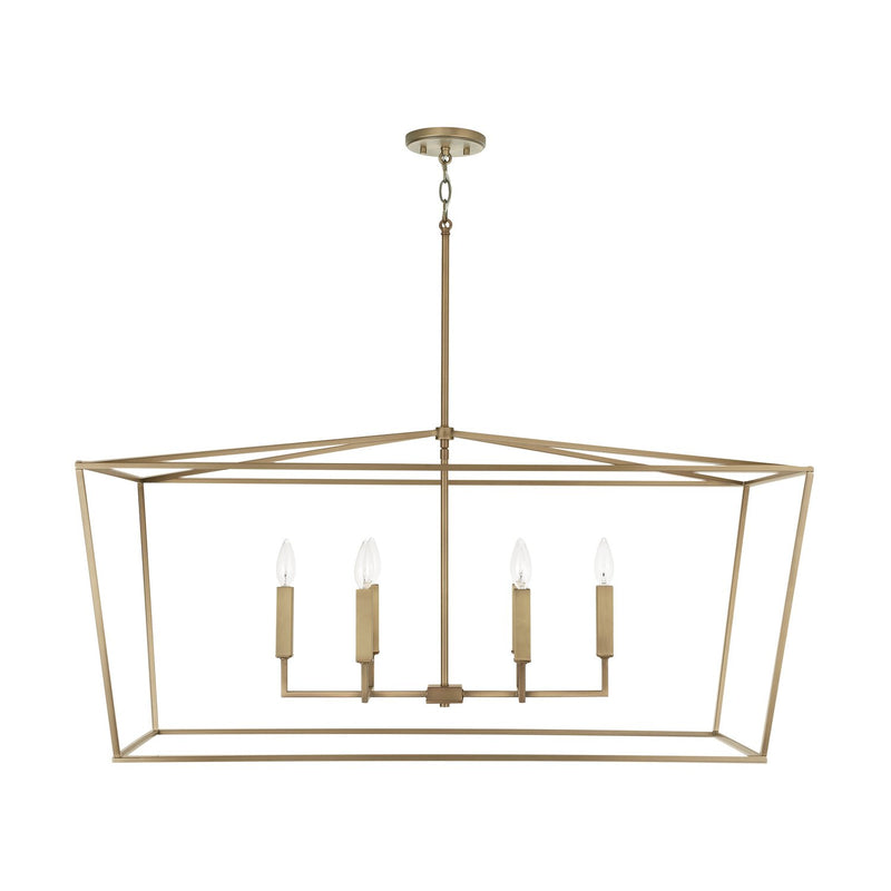 Thea 6-Light Linear Chandelier in Aged Brass
