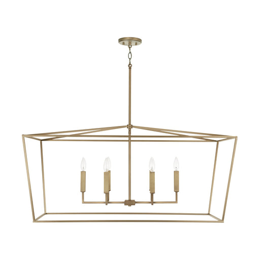 Thea 6-Light Linear Chandelier in Aged Brass