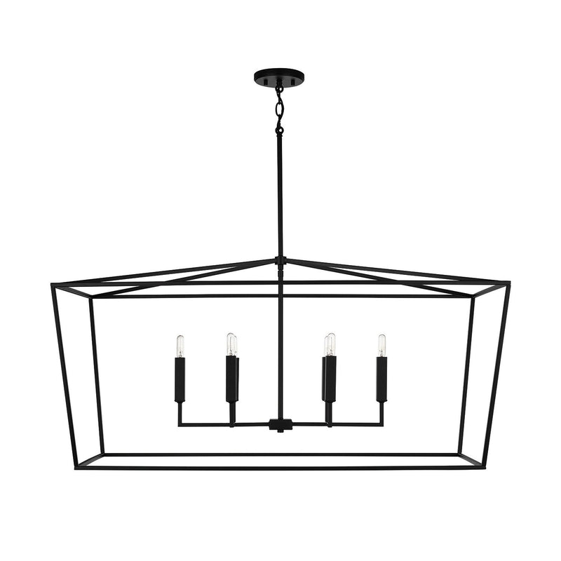 Thea 6-Light Linear Chandelier in Matte Black