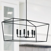 Thea 6-Light Linear Chandelier in Matte Black