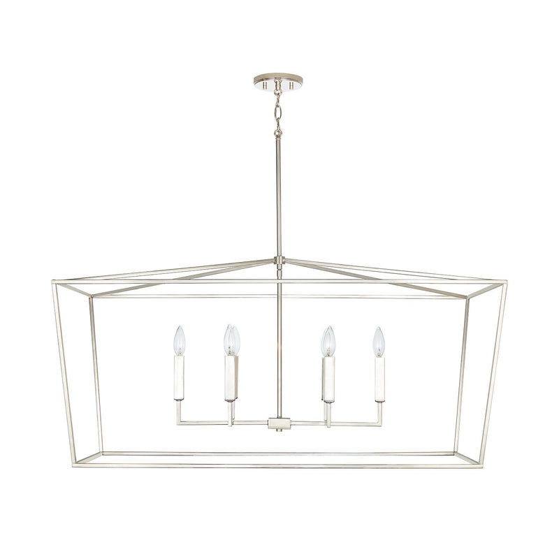 Thea 6-Light Linear Chandelier in Polished Nickel