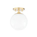 Stella 1 Light Semi Flush in Aged Brass