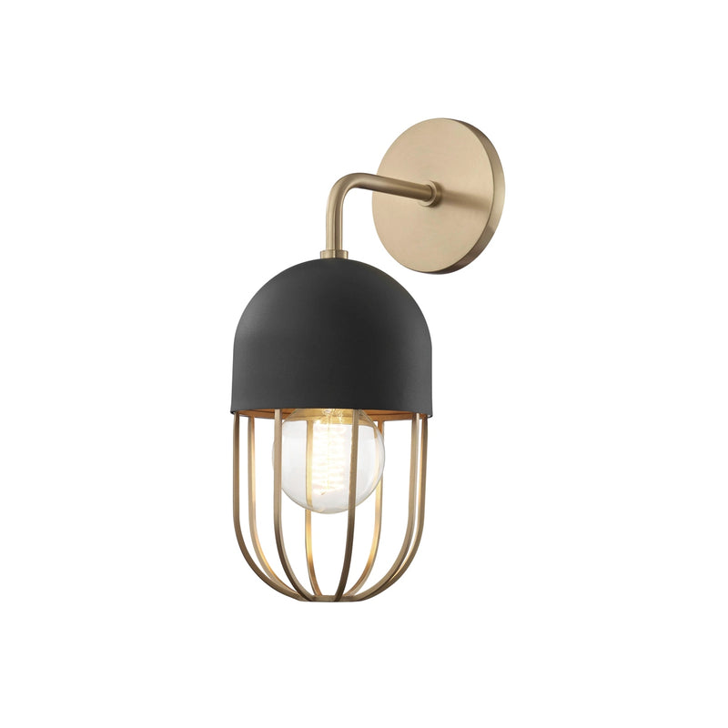 Haley 1 Light Wall Sconce in Aged Brass/Black