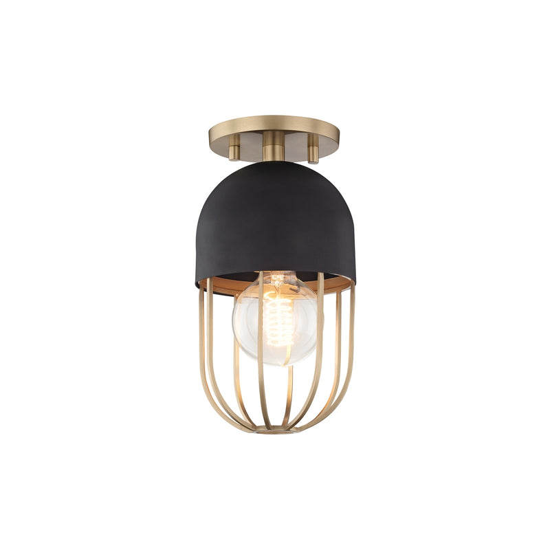 Haley 1 Light Flush Mount in Aged Brass/Black