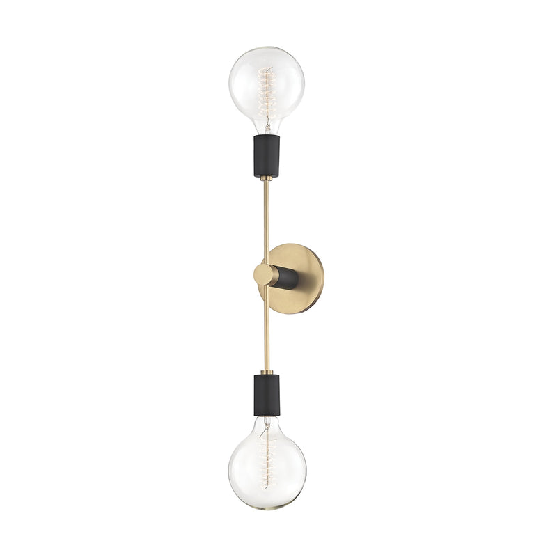 Astrid 2 Light Wall Sconce in Aged Brass/Black