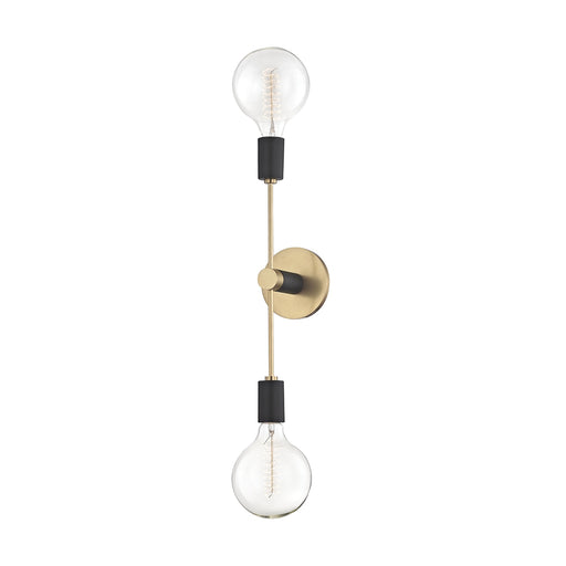 Astrid 2 Light Wall Sconce in Aged Brass/Black
