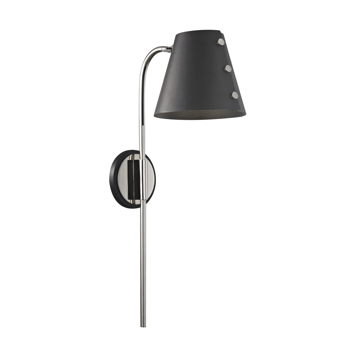 Meta 1 Light Wall Sconce With Plug in Polished Nickel/Black