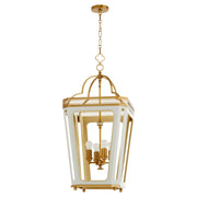 Loire 4 Light Pendant in Studio White / Brushed Brass