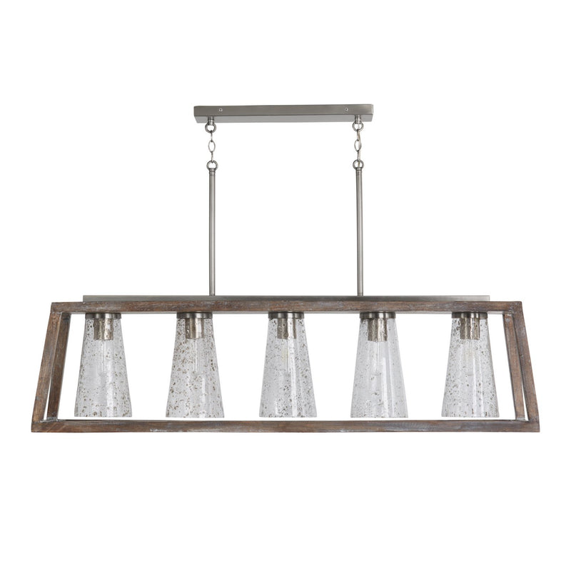 Connor 5-Light Linear Pendant in Black Wash and Matte Nickel