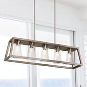 Connor 5-Light Linear Pendant in Black Wash and Matte Nickel