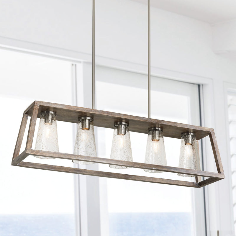 Connor 5-Light Linear Pendant in Black Wash and Matte Nickel