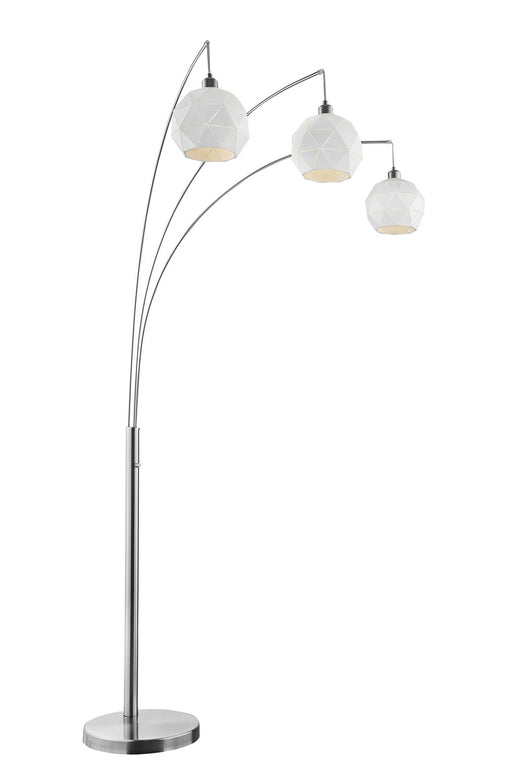 Pandora 3-Light Arch Lamp in Brushed Nickel with White Metal Cut Shade - Lamps Expo