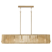 Archer 6-Light Linear Pendant in Blonde Wood and Matte Brass