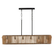 Archer 6-Light Linear Pendant in Light Wood and Matte Black