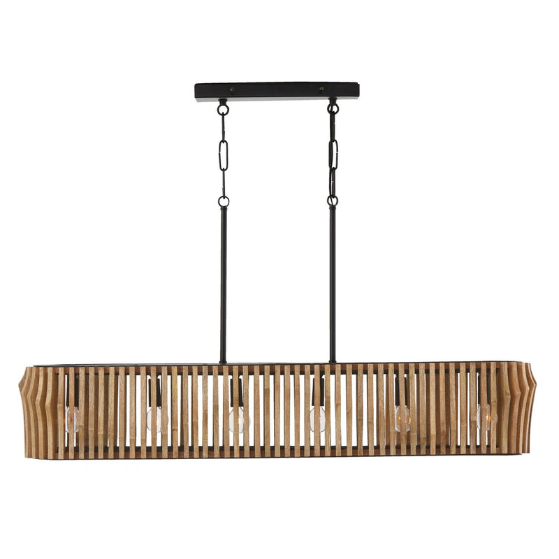 Archer 6-Light Linear Pendant in Light Wood and Matte Black