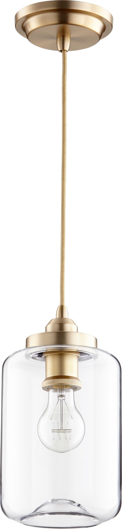 Transitional 6" Clear Jar Mini Pendant in Aged Brass