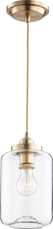 Transitional 6" Clear Jar Mini Pendant in Aged Brass