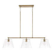 Baker 3-Light Linear Pendant in Aged Brass
