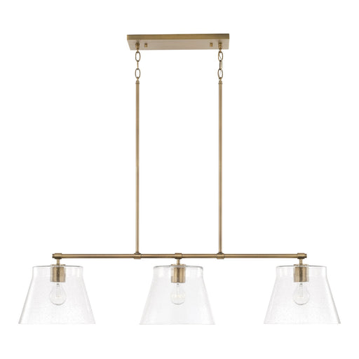 Baker 3-Light Linear Pendant in Aged Brass