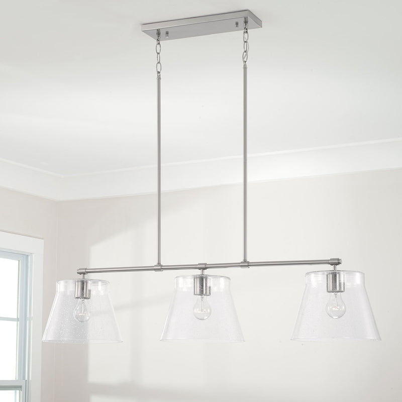 Baker 3-Light Linear Pendant in Brushed Nickel
