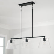 Baker 3-Light Linear Pendant in Matte Black