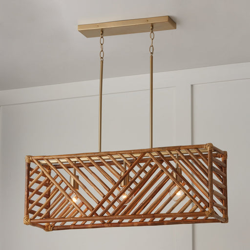Soleil 3-Light Linear Pendant in Matte Brass