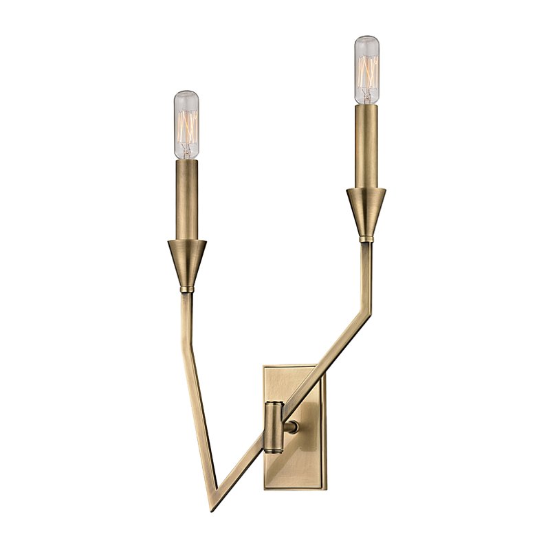 Archie 2-Light Wall Sconce 8502R in Aged Brass
