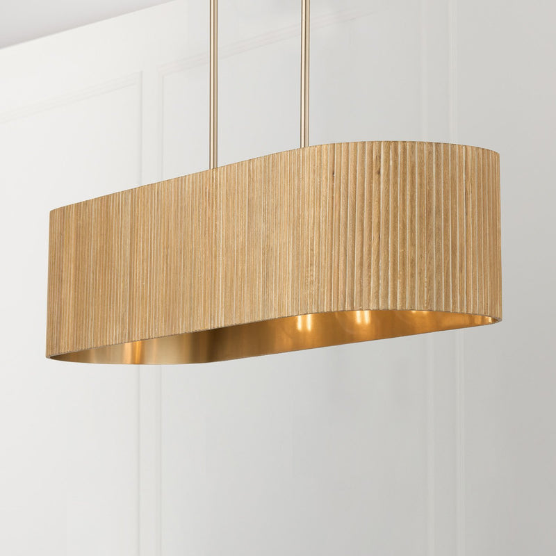 Donovan 5-Light Linear Pendant in White Wash and Matte Brass