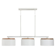Liam 3-Light Linear Pendant in Light Wood and White