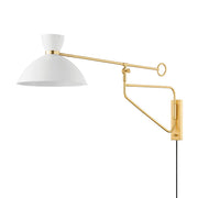 Cranbrook Plug-In Swing Arm Wall Lamp in Aged Brass / Soft White
